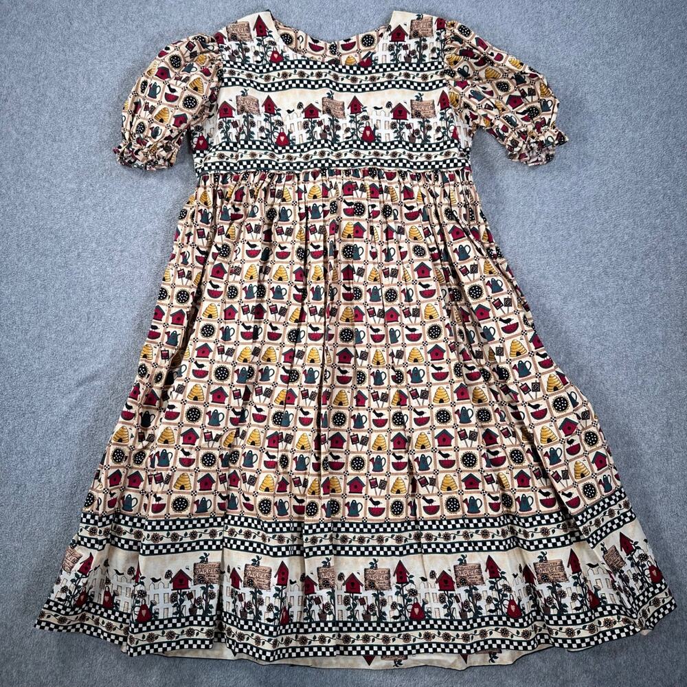 Rags From Richards Girls Size 8 Dress Fam Country Honey Bee Garden Short Sleeve